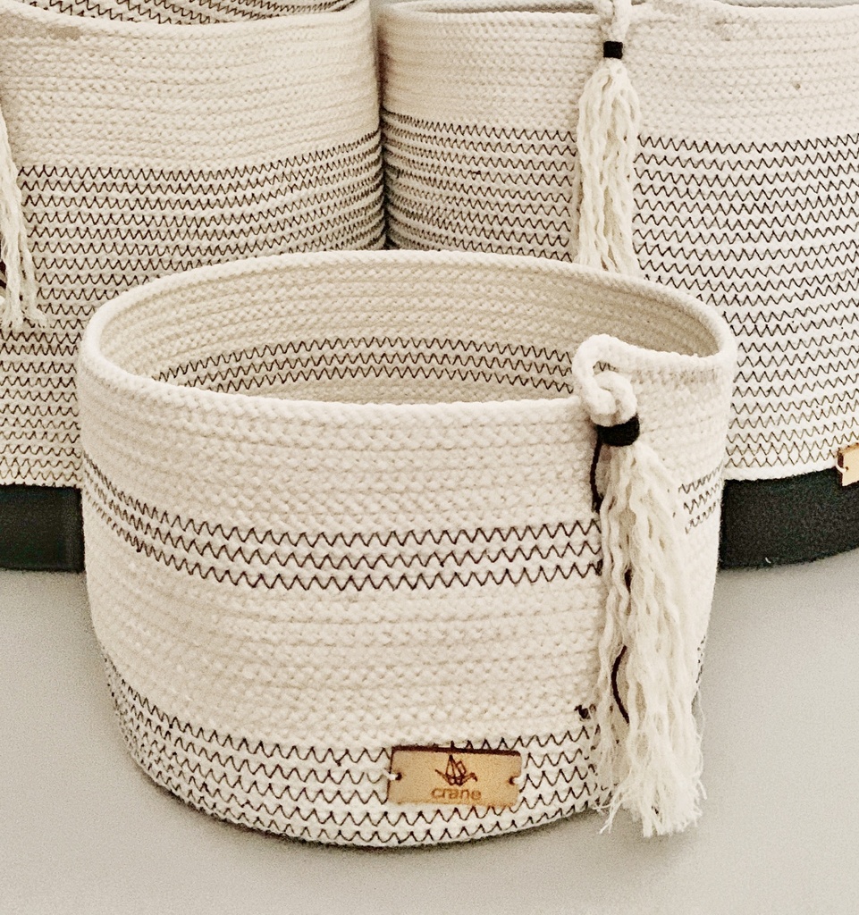 Cesta Redonda Negro/Blanco