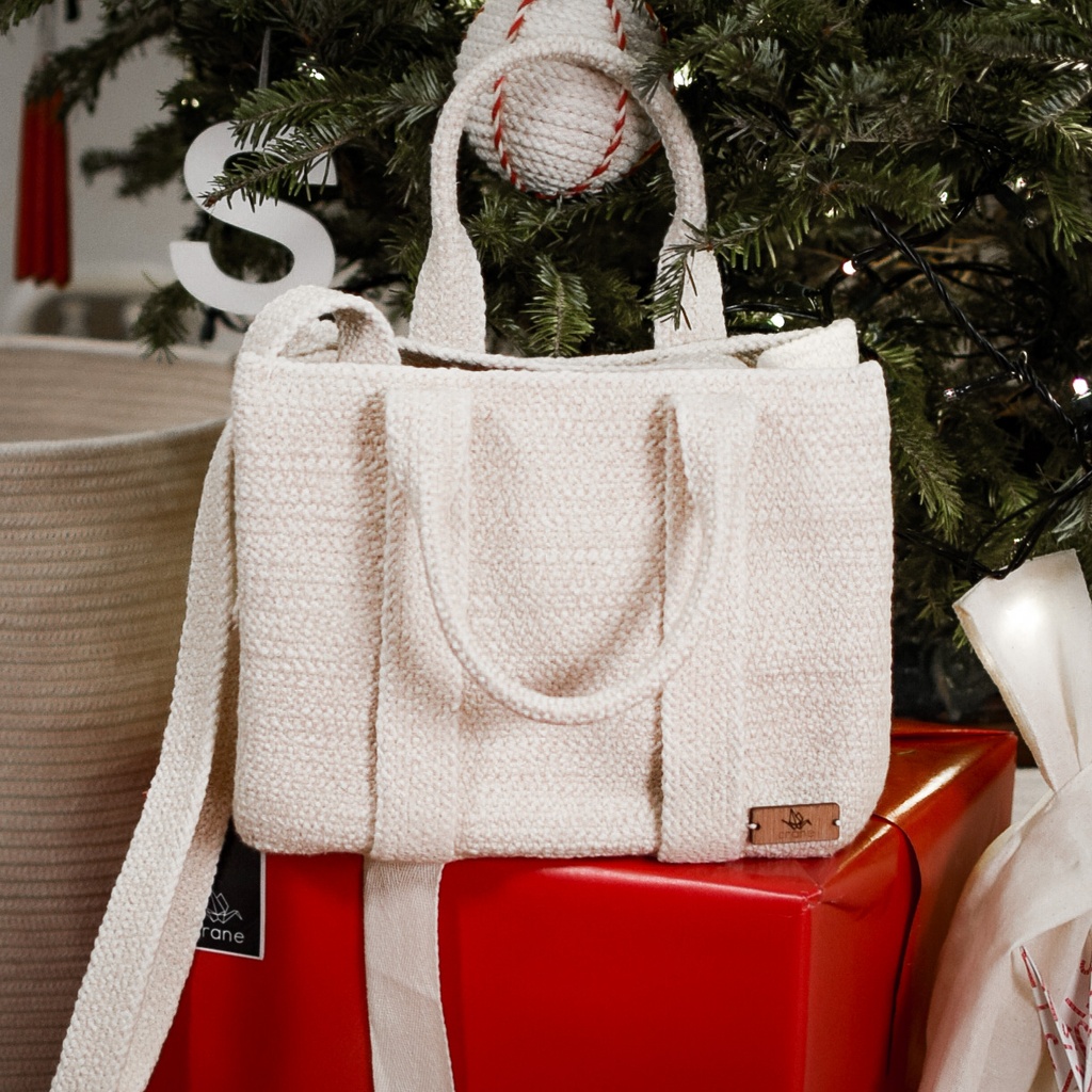 [H-33] Mini Tote Convertible Crossbody Bag Ivory