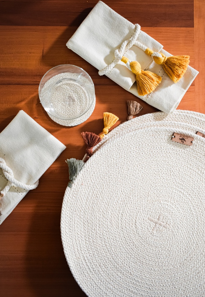 [M-02ta] Cabo Placemats -with color mini tassel Autumn